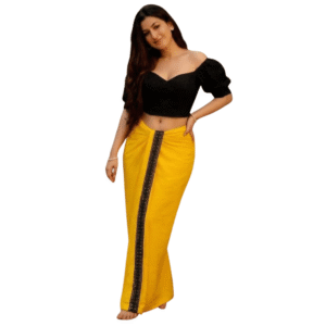 Sunshine Yellow Traditional Sarong with Black Lace Trim